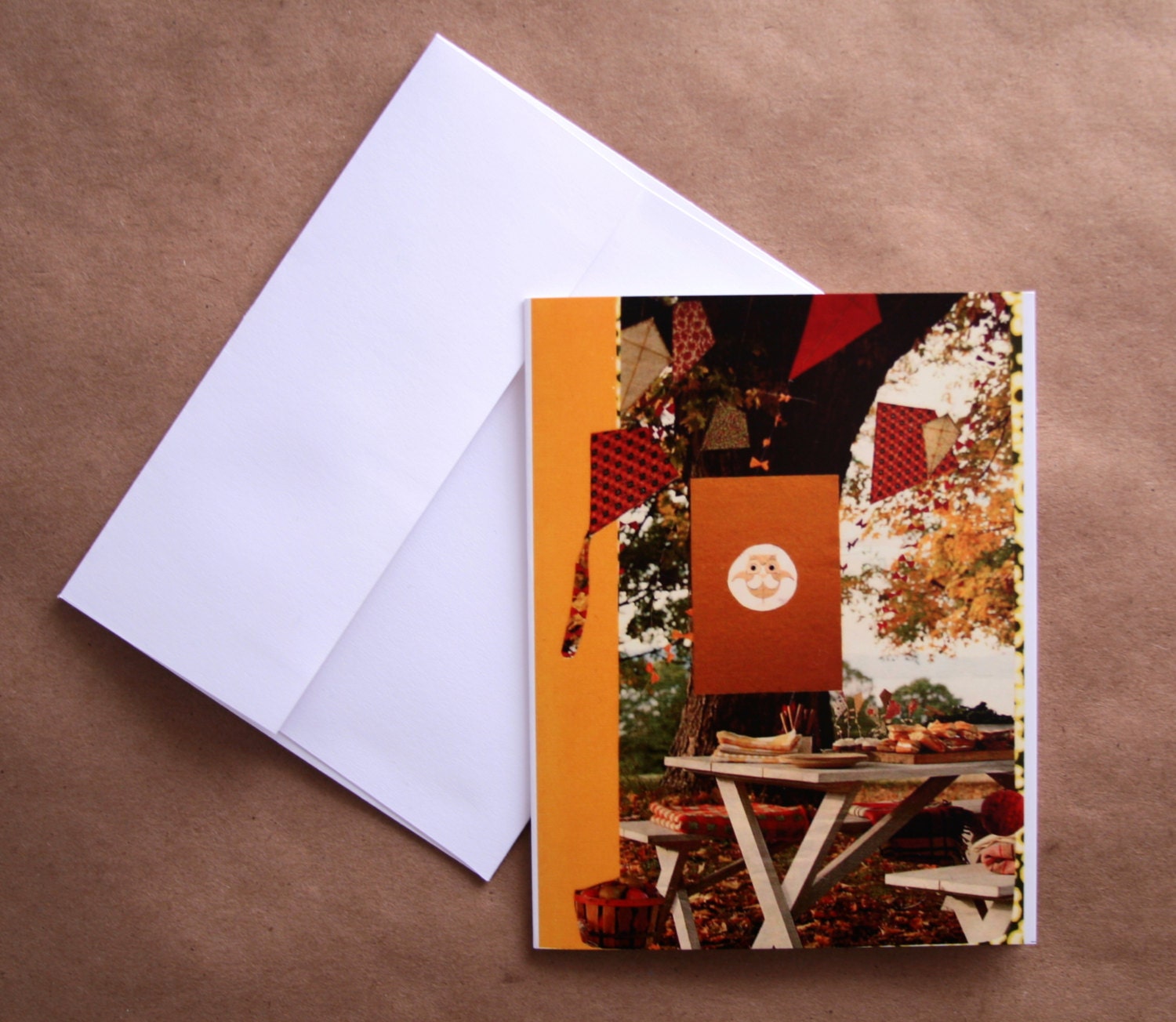 4 Cards - Owl Card - Note Card set with Envelopes - Hand designed -4.25 x 5.5 inch Blank Cards - Anthropologie Inspired - Greeting card