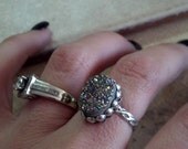 Sterling Silver Dot Ring with Druzy Stone