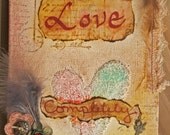 Love Completely, a mixed media orginal heart on canvas