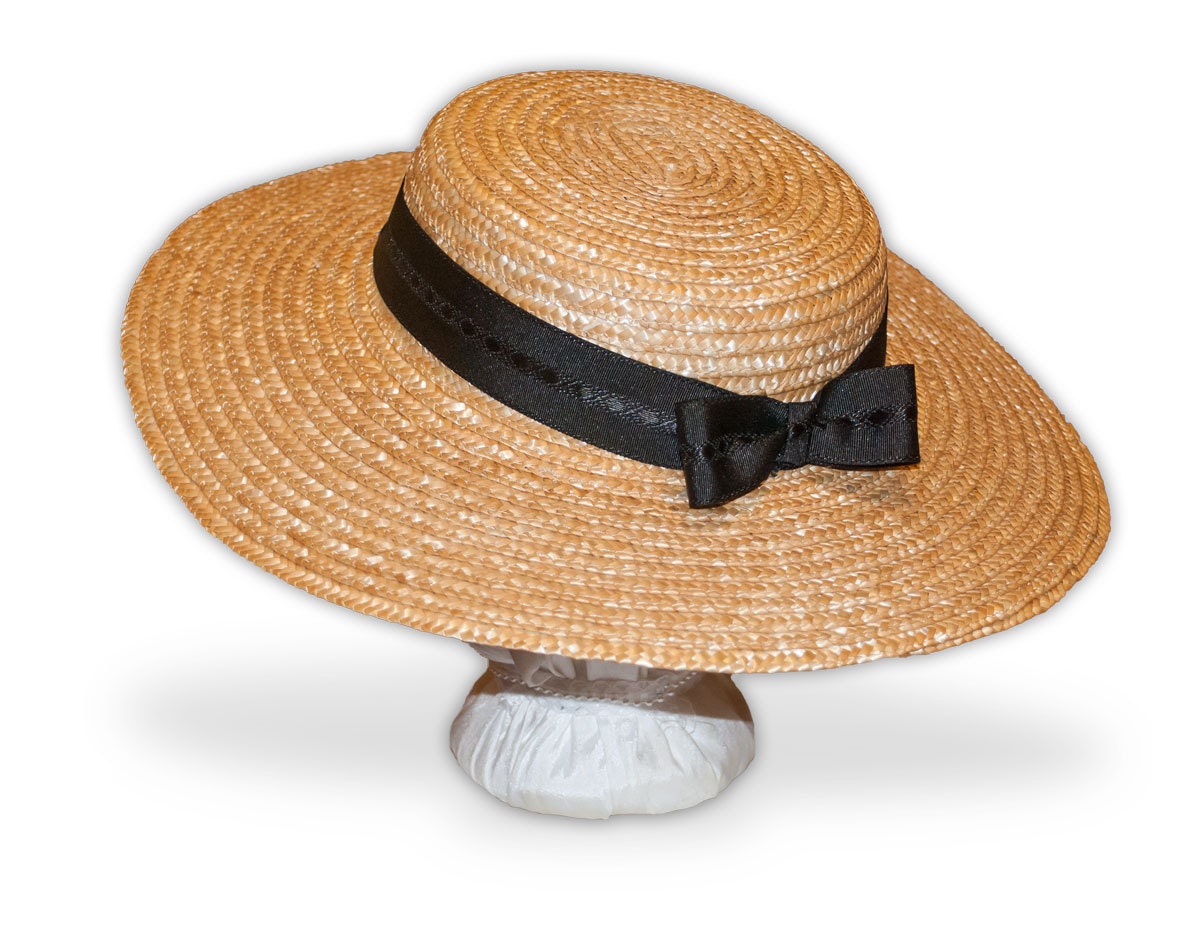 Trimmed Young Woman's Child's  Victorian / Civil War Straw Hat 1850's-1860's