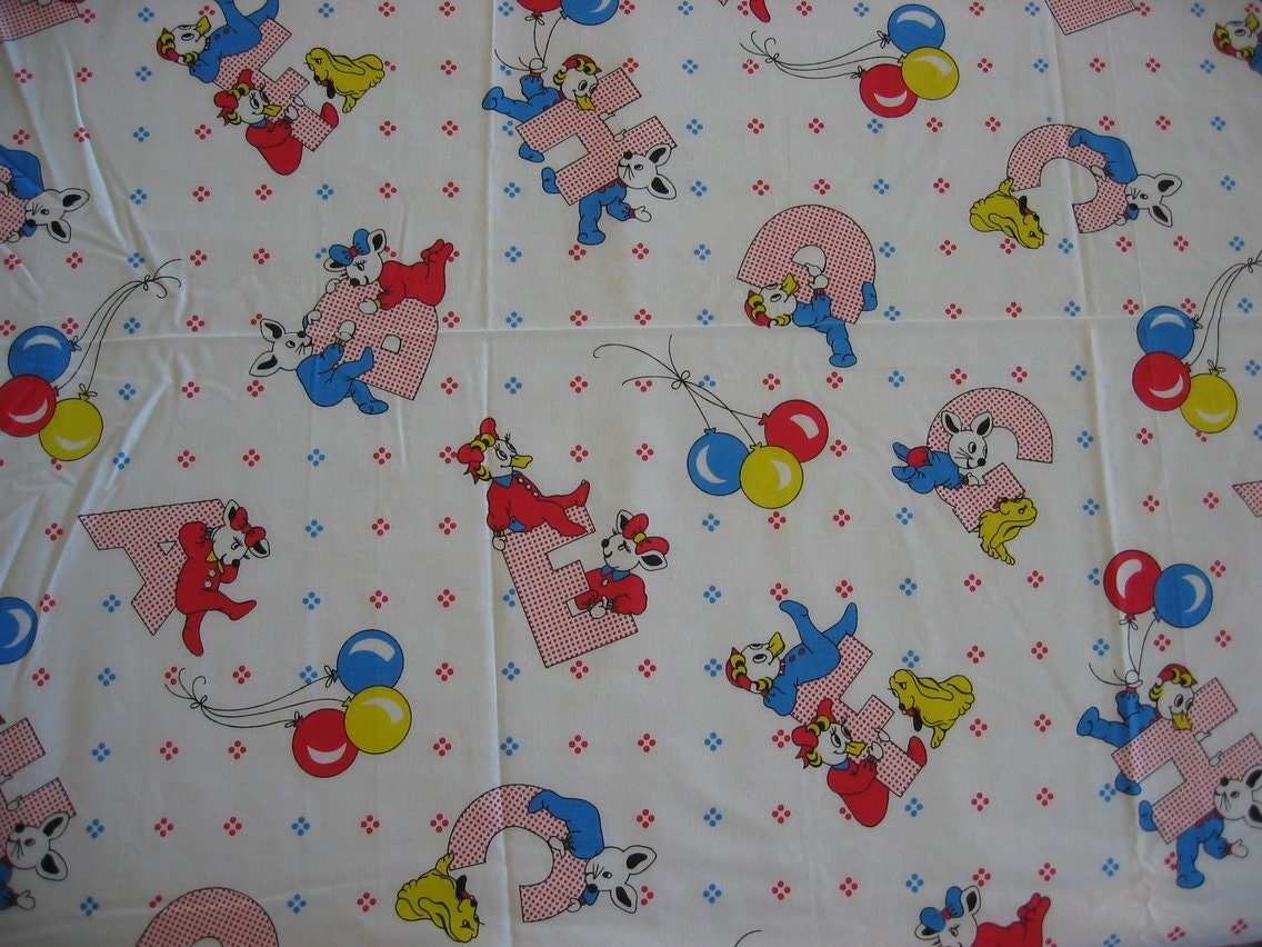 Vintage Alphabet Fabric in Primary Colors - 5 YARDS, 30 INCHES