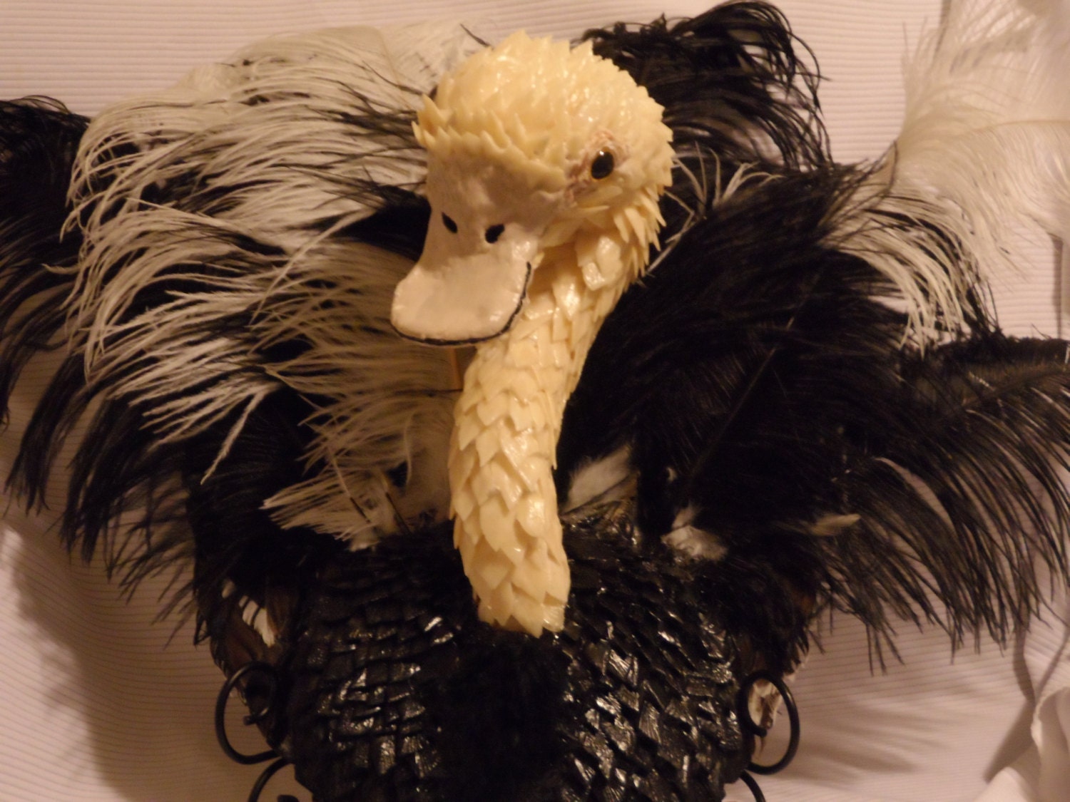All Dressed Up 3D Mixed Media Ostrich head Sculpture Original Handmade Art