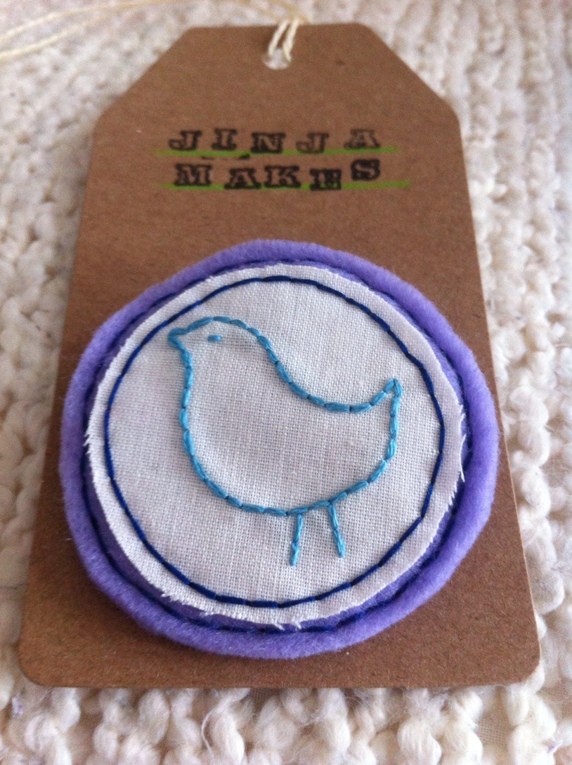 Embroidered Bird Brooch