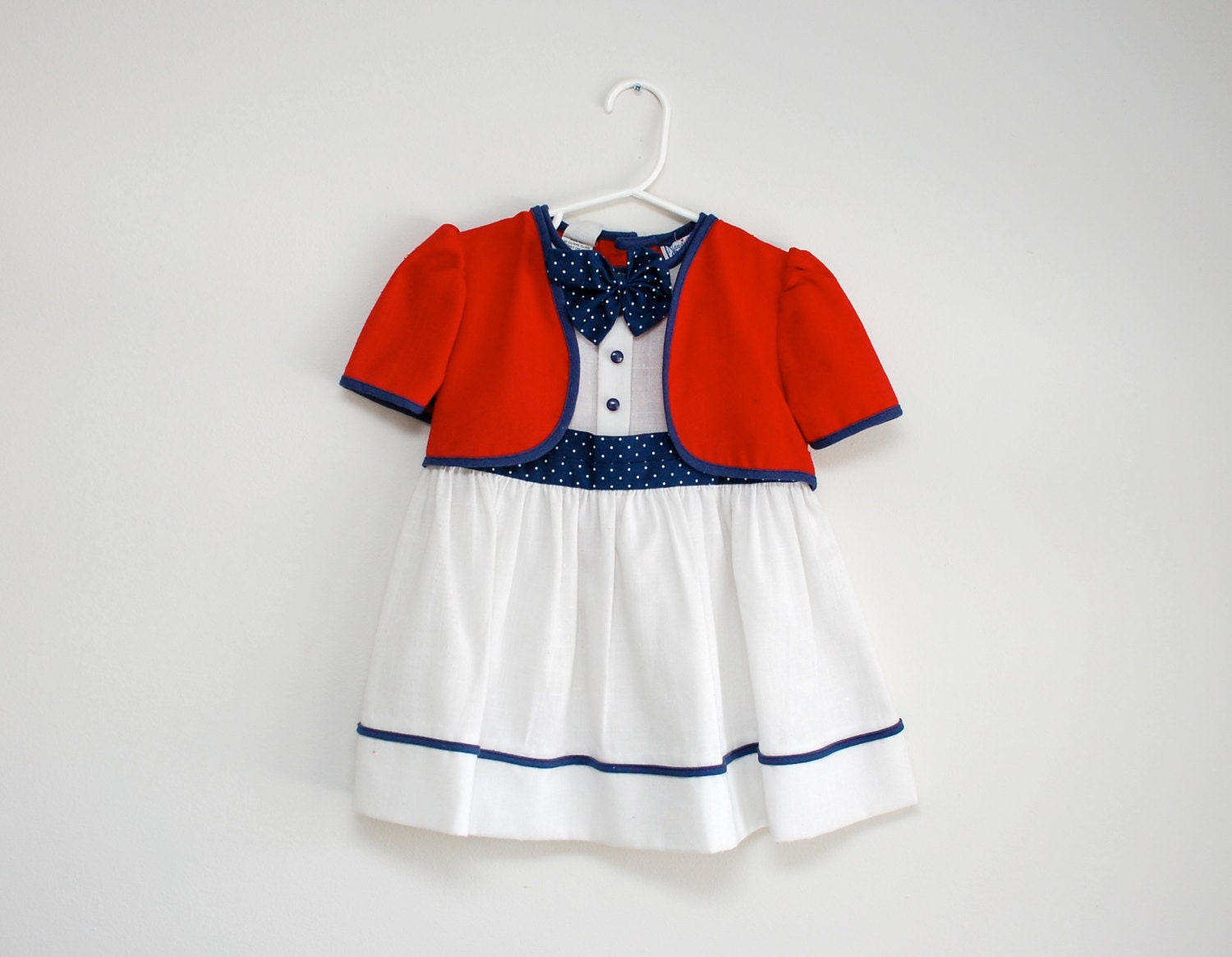 Vintage 1970s/80s JC Penney girl's red, white and blue dress