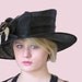 Black Kentucky Derby Hat with Black Calla Lillies, Black Church Hat, Black Wedding Hat