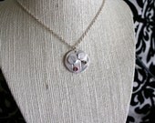 Fingerprint Jewelry Everlasting Print Mother's Day Wedding Graduation- Large circle pendant with two prints and stones necklace
