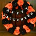 Happy Halloween Wreath - Felt Flower Wreath with Googlie Eyes and Happy Halloween Bunting - 18 inch