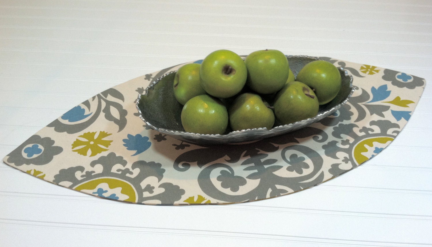 Petite Table Runner Modern Gray Teal Print