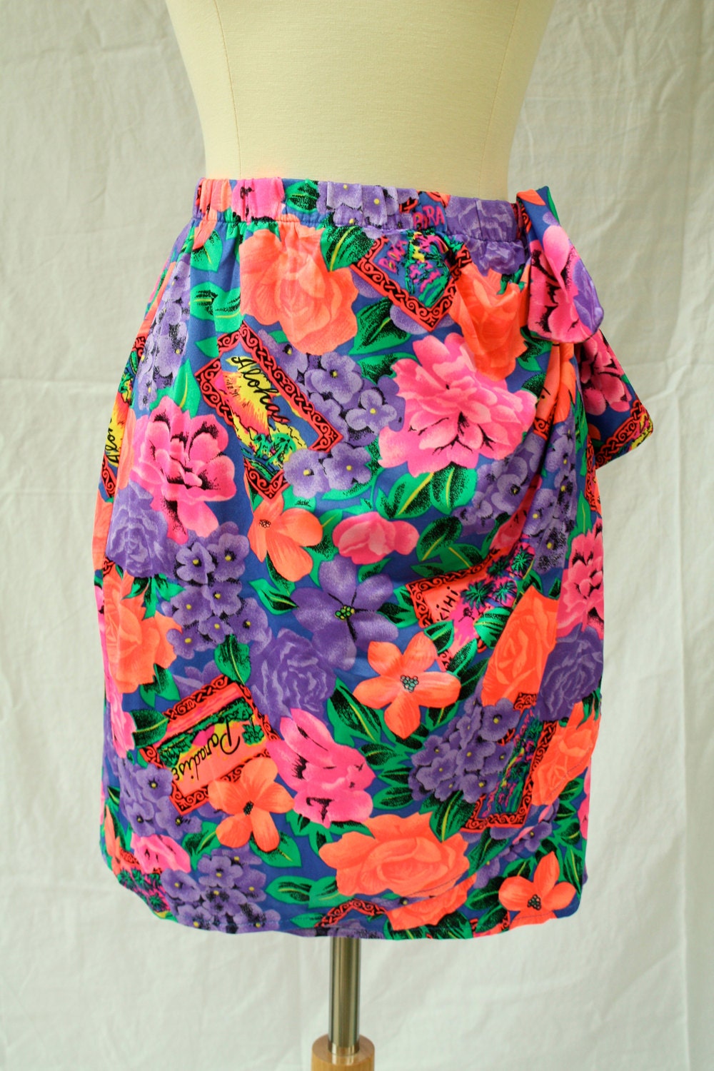 Neon Tropical Wrap Skirt