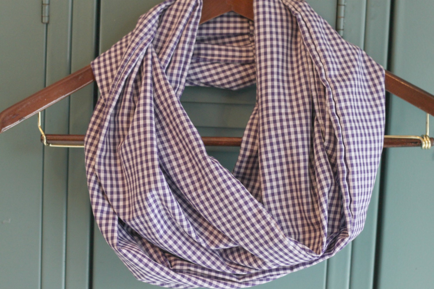 SALE: Purple & White Buffalo Check Infinity Scarf
