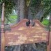 VINTAGE QUEEN HEADBOARD - Painted Ivory Cream Copper Fuschia Distressed