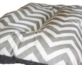 Dog Crate Mat Gray and White Chevron Minky Pet Bed