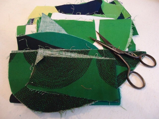 Vintage Marimekko Fabric, Green Scrap Bundle