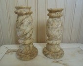 Antique Alabaster Candle Holders Marble Candle Holders