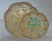 Vintage Italian Florentine Tray Set of Two Gold Ivory Florentine Trays