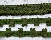 Vintage French braid trim and matching fringe trim in gorgeous rich forest green colour 2 x 100cm lengths