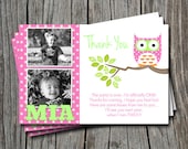 Mod Owl  Polka Dot Thank You Note   - You Print