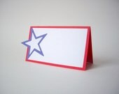 red white and blue star place cards, patriotic place cards, 4th of july place cards, memorial day place cards, patriotic party favor