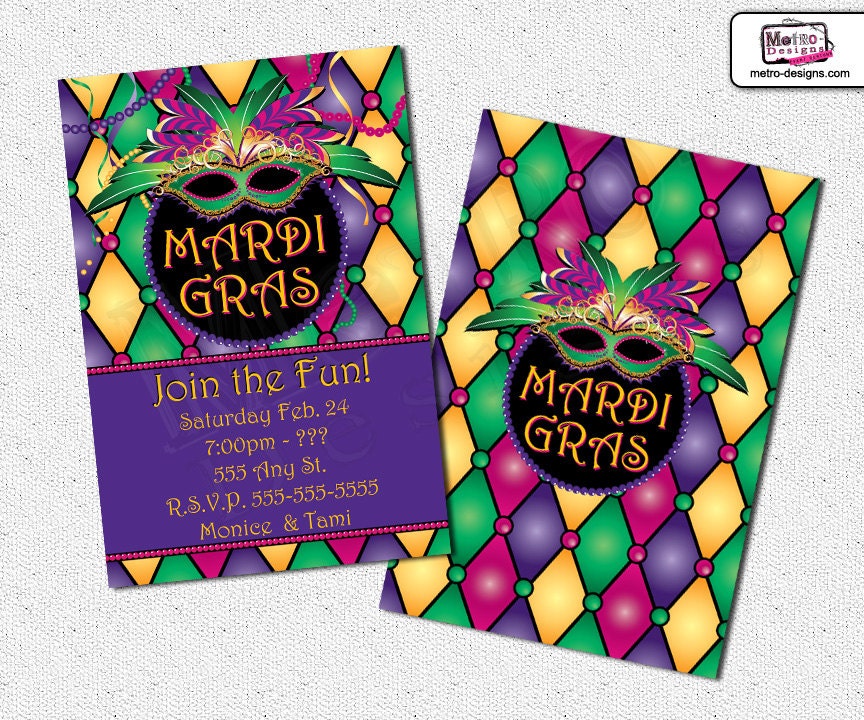 Mardi Gras Party - Invitation Il_570xn