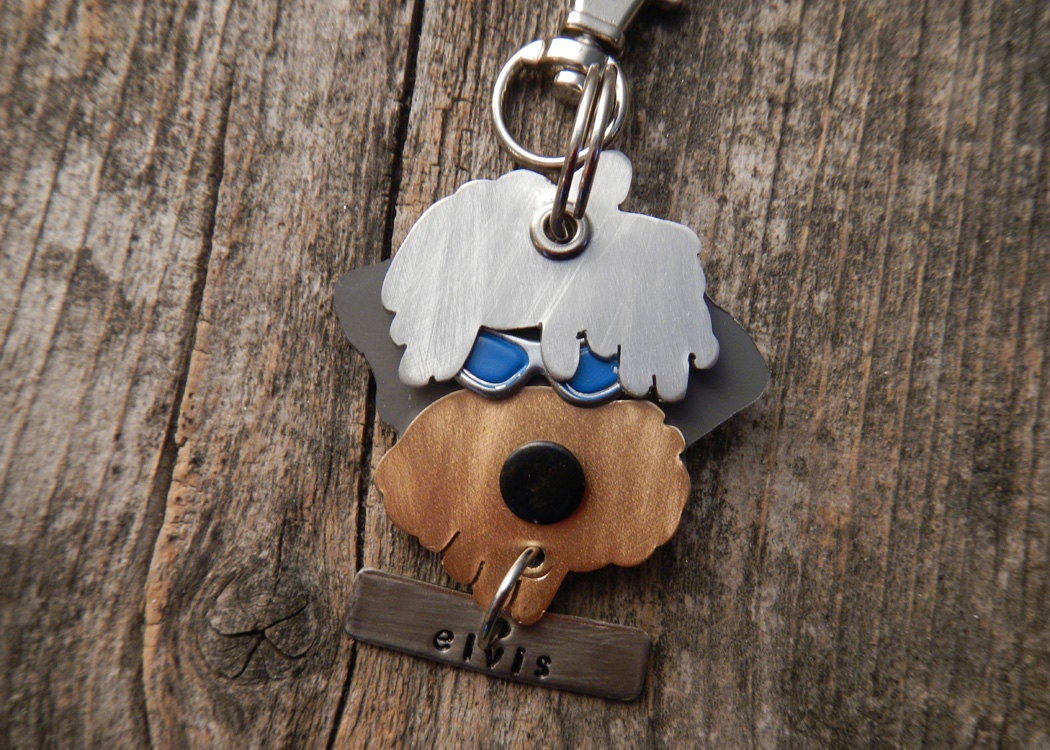 Keychain ID Key Chain Tag Soft Coated Wheaten Terrier Dog Breed Dog Pet Lover Bronze Copper Aluminum Custom Rivets Stamped