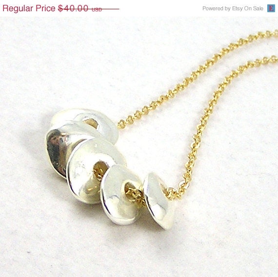 20 % VACATION SALE Gold and silver ceramic bead minimalist necklace