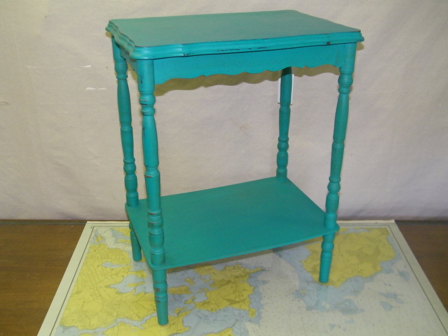 Turquoise Distressed Side Table
