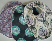 Baby Girl Bibs - Set of 3 - Tree of Life, Meteorite and Little Bits Mist