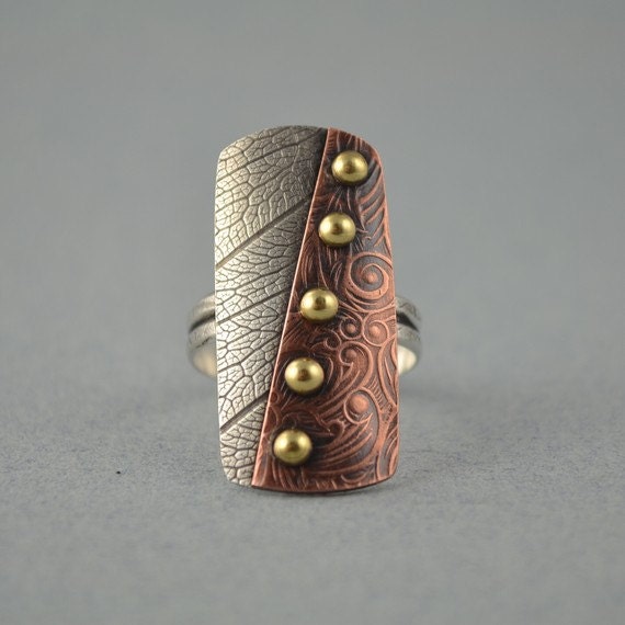 Metalsmith Ring - Mixed Metal Ring - Copper Ring - Artisan Ring