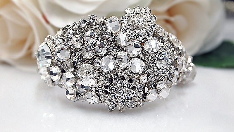 Bridal Bracelet Bridal Cuff Swarovski Rhinestone Il_170x135