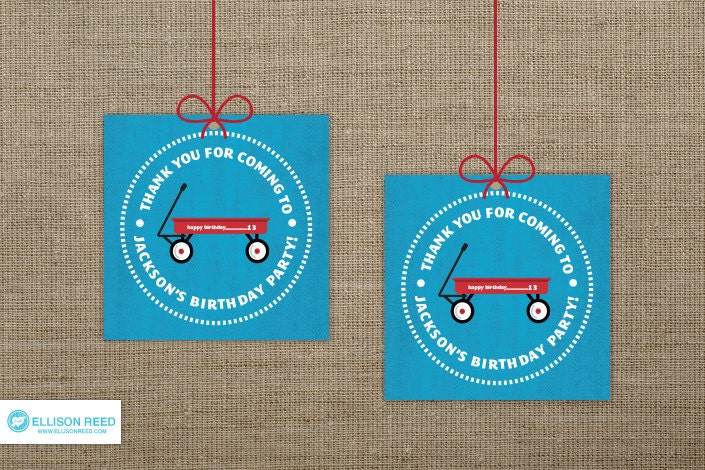 Red Wagon Printable - Favor Tags - First birthday - Printable Party - Boy birthday - Girl birthday - Birthday Decorations - Red - Blue Il_570xn