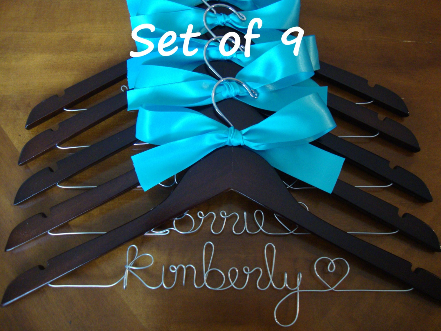 Set of 9 Personalized Hanger,  Custom Bridal Hangers,Bridesmaids gift, Wedding hangers with names,Custom made hangers