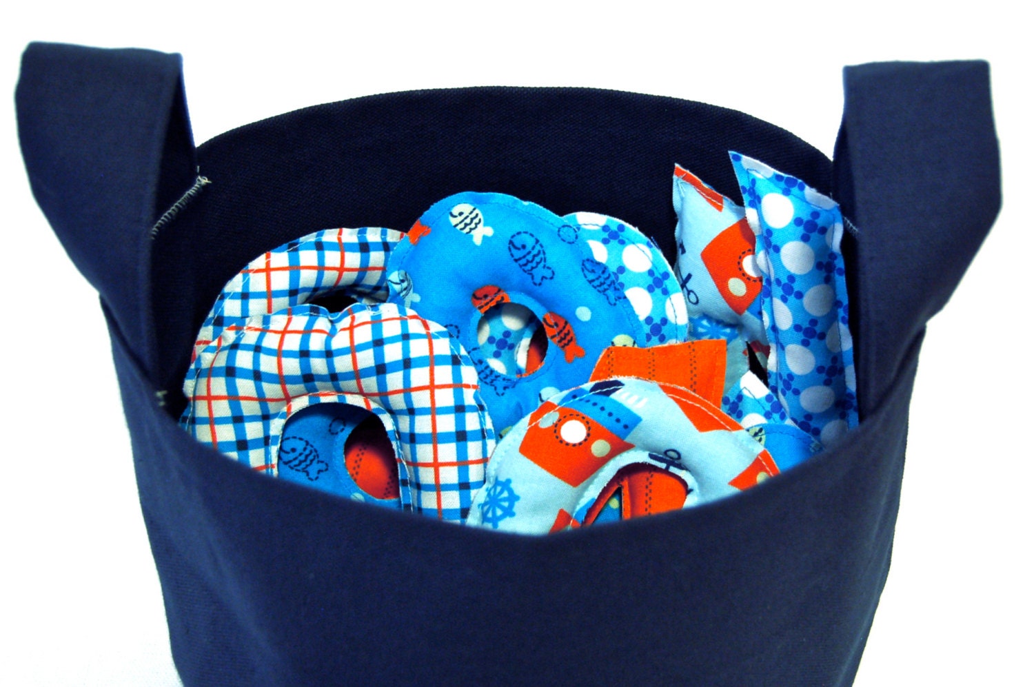 Boy Fabric Numbers Nautical Plush Toy Set w/ Storage Bucket