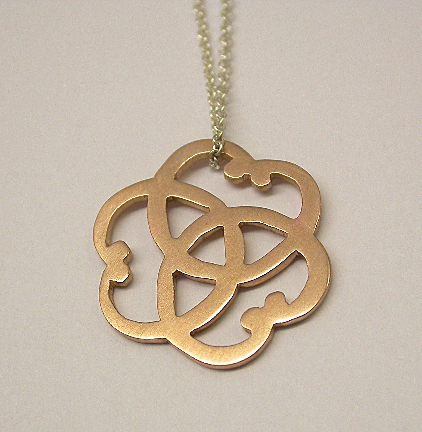 Handmade Sterling Silver Copper Sacred Geometry Necklace        Ready To Ship