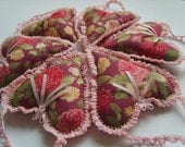 One Fabric Heart - PINK - floral,hand-made,party favour,decor, shabby chic,roses,gift,ornament