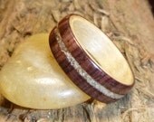 Cocobolo Lined with Bentwood White Birch, Beach Sand Inlay (Custom Wood Ring)
