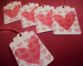 5 Handmade Stamped And Inked  VALENTINE Tags