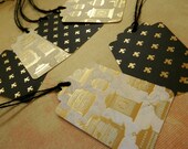 6 Handmade Gift Tags Birdcages and Fleur de Lys