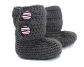 Crochet Baby Ankle Boots, Ugg Style, READY TO SHIP