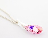 Swarovski Crystal Necklace: SWAROVSKI ELEMENTS Pink Pear Crystal Necklace, Cute Bridesmaids Necklace