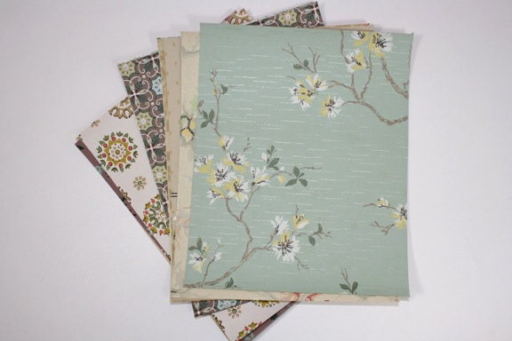 Vintage Wallpaper Sample Collage Pack (12 Sheets, 8 1/2 in. x 10 1/2 in.)