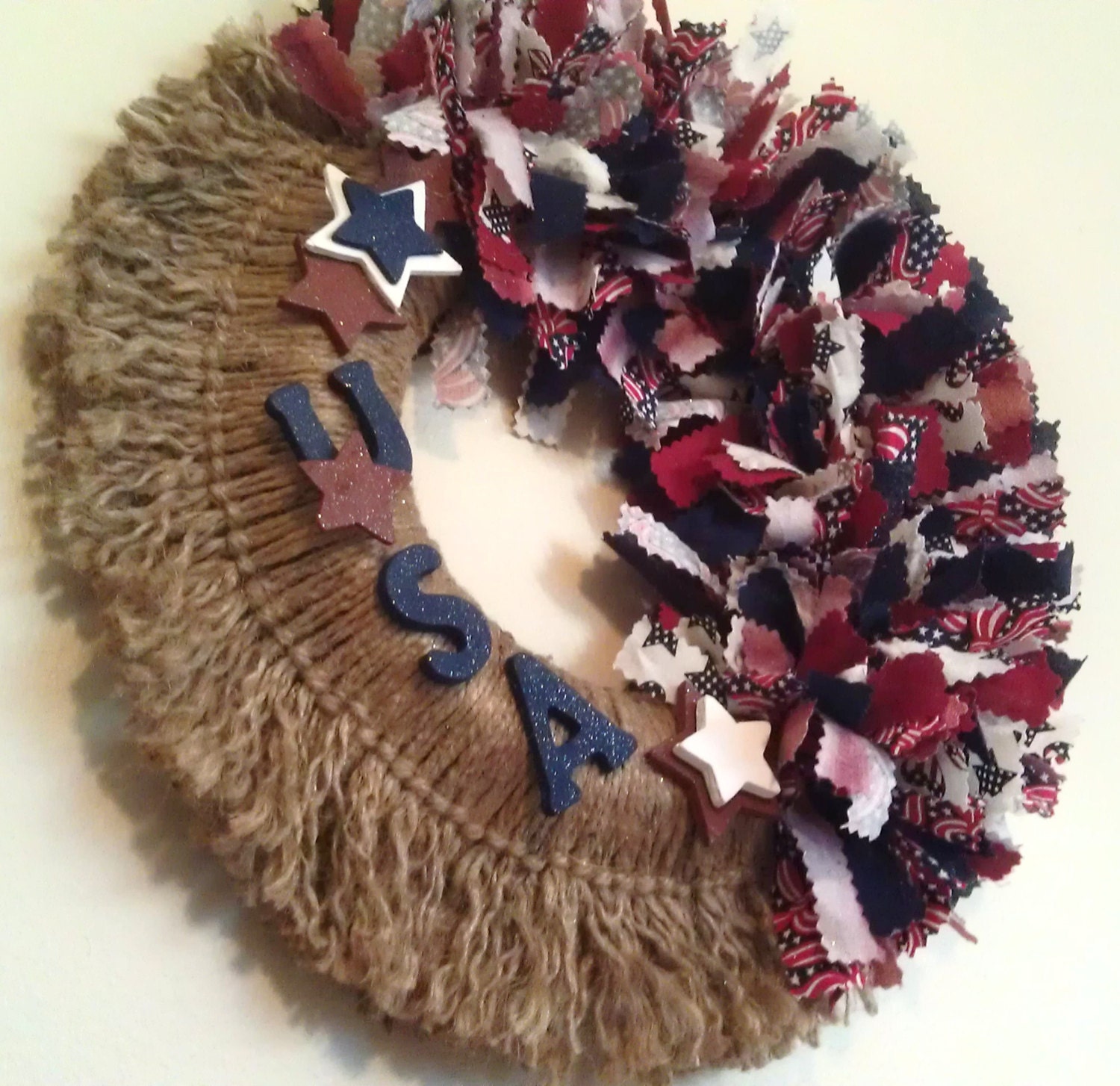 American/Patriotic Fabric Wreath with USA
