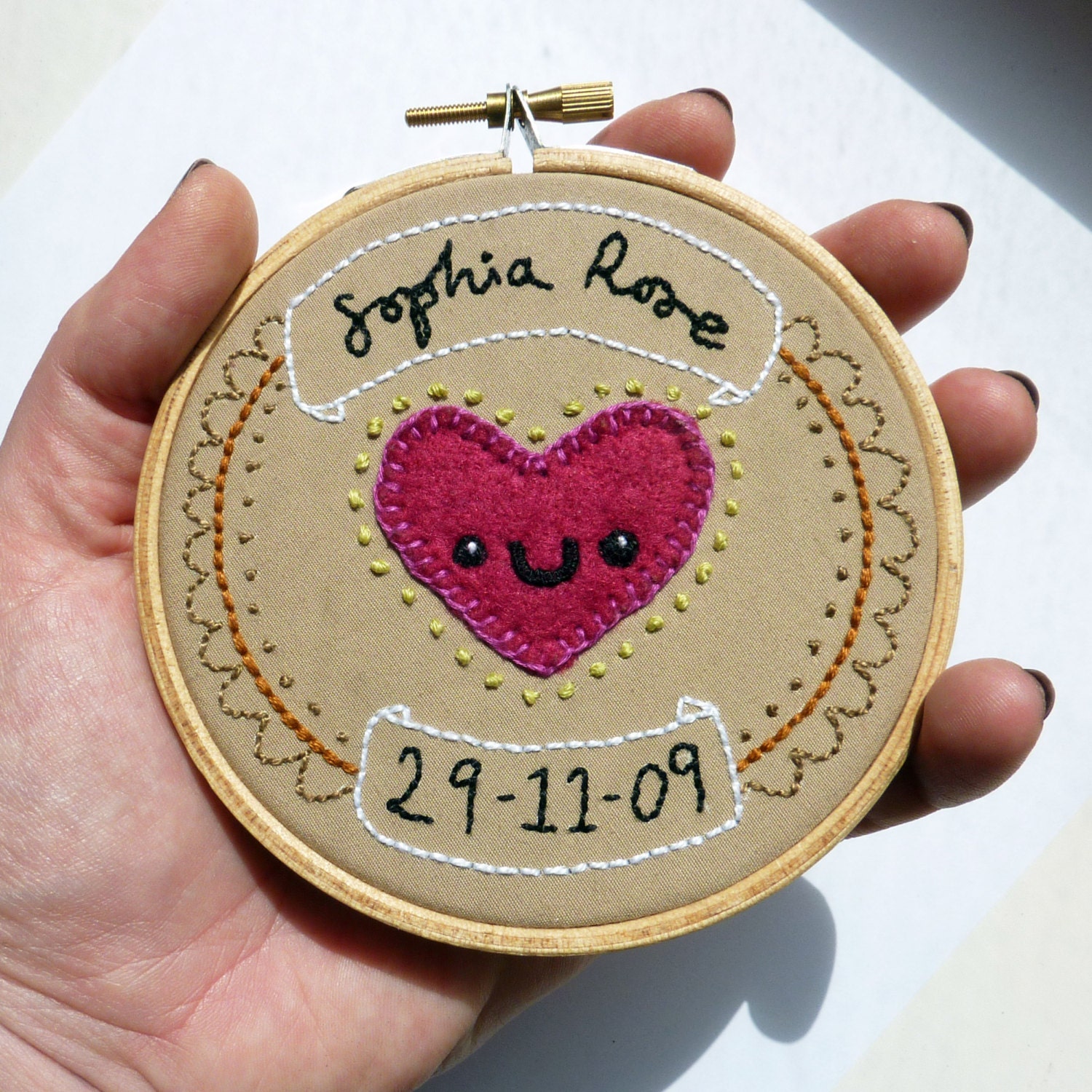 Personalised 4 inch Embroidery Hoop by LokiCoki
