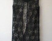 1960s Black Lace Sheath Dress Women's