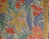 Vintage Retro Floral Fabric Soft Pastels Large Print 100% Rayon 56" x 1 yard