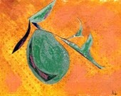 Avocado Card 7 Mixed Media California Kitchen Collage Art on Paper