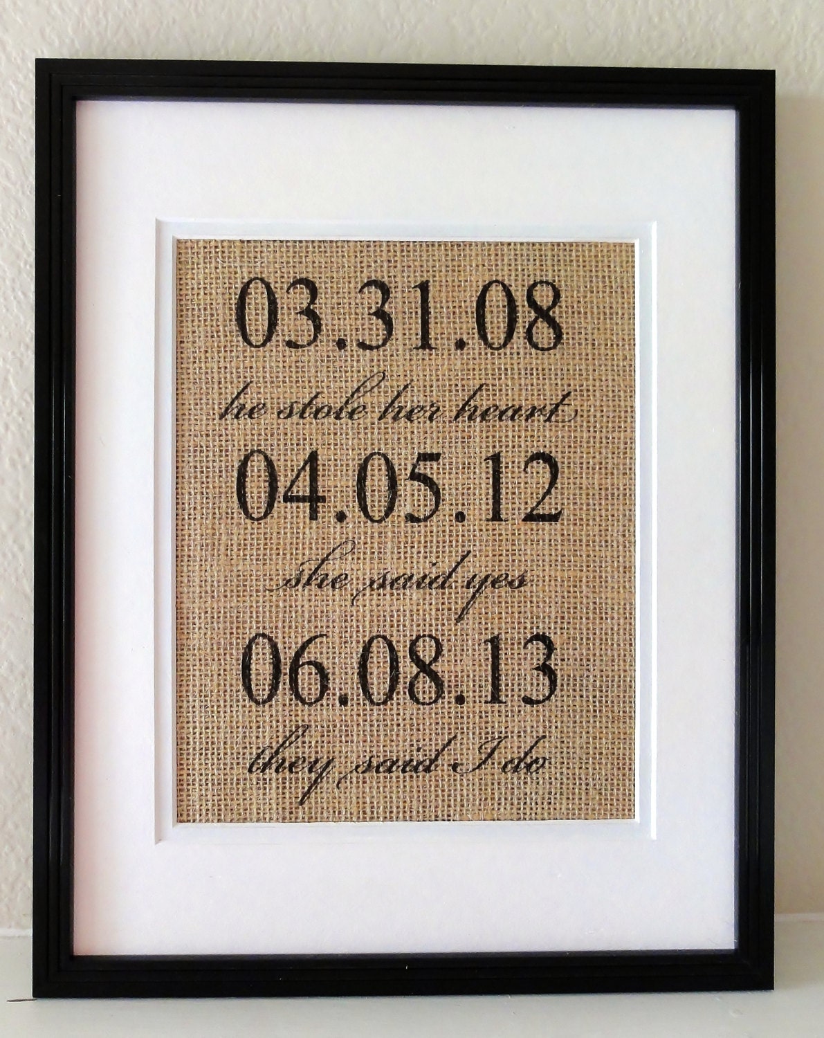 Dates of Our Love, Dates Our Lives Changed Forever, Burlap Art, Wedding Sign
