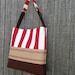Nautical Collection Handbag Purse Tote in Red Canopy Stripes and Burlap