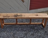 Live Edge Hard Maple Bench With Reclaimed Heart Pine