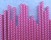 Chevron Paper Straws, Bright Pink, 50 Pack, Hot Pink Chevron Paper Straws Il_170x135