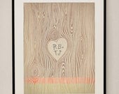 Customizable Wood Grain Heart 11x14 Art Print